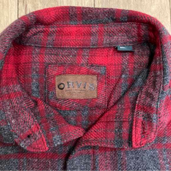 Orvis Heavy Thick Flannel Button-Up Shirt Plaid Long Sleeve Pockets Mens Medium - Picture 4 of 12